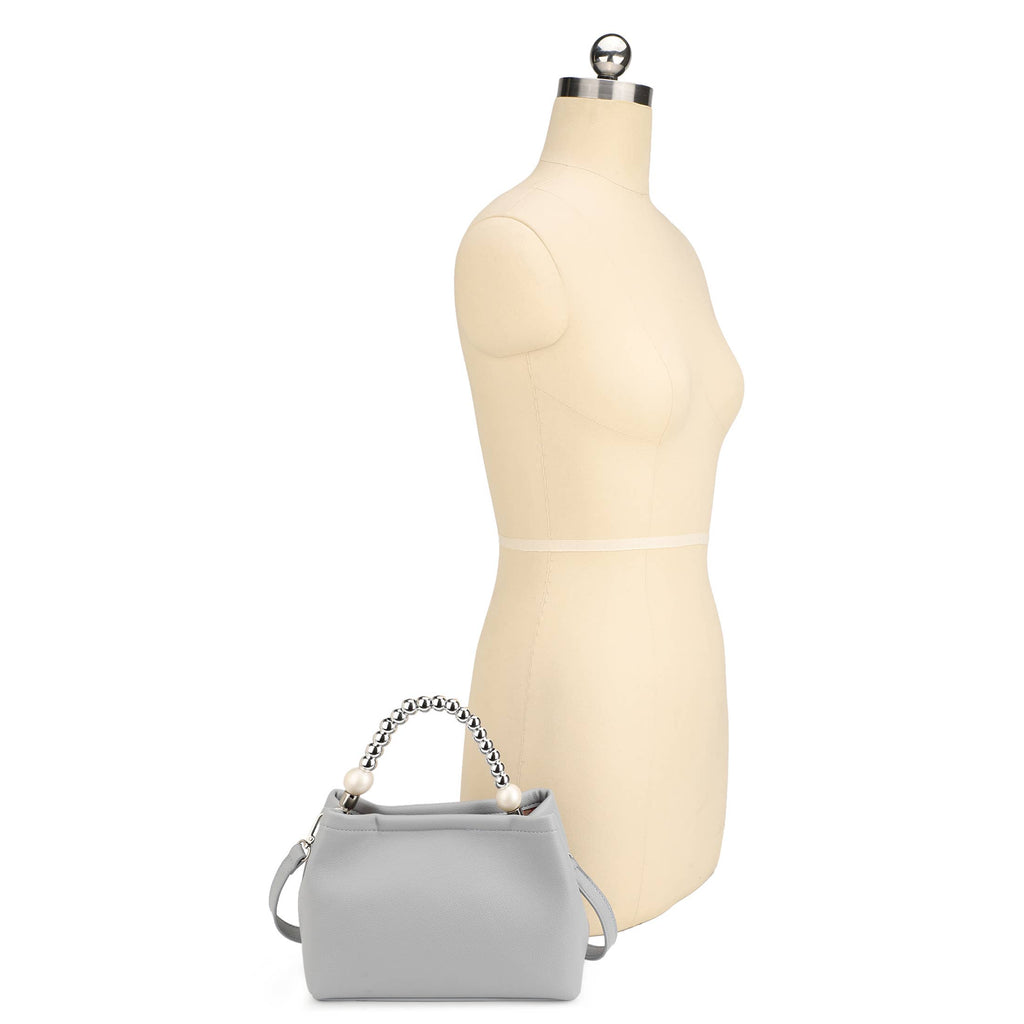 Bolso Negro Premium con Asa de Perlas - Material cuero vegano alta calidad ...