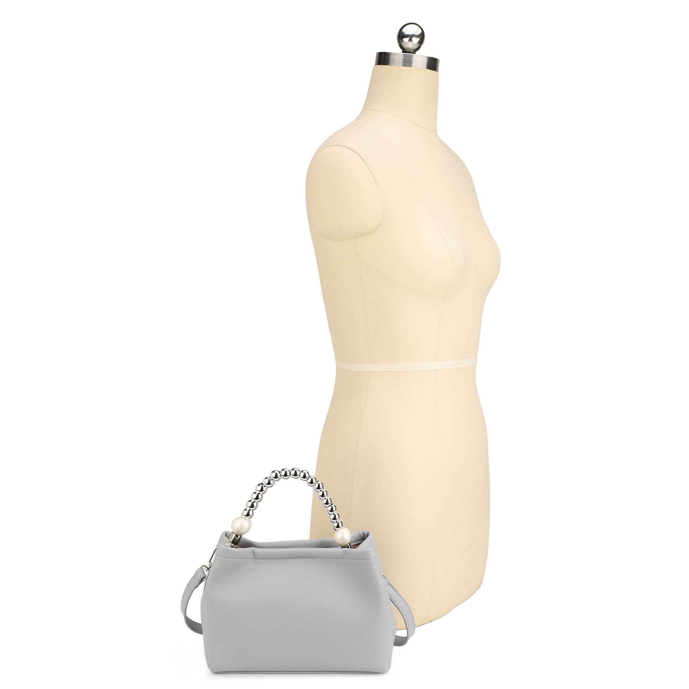 Bolso Negro Premium con Asa de Perlas - Material cuero vegano alta calidad ...