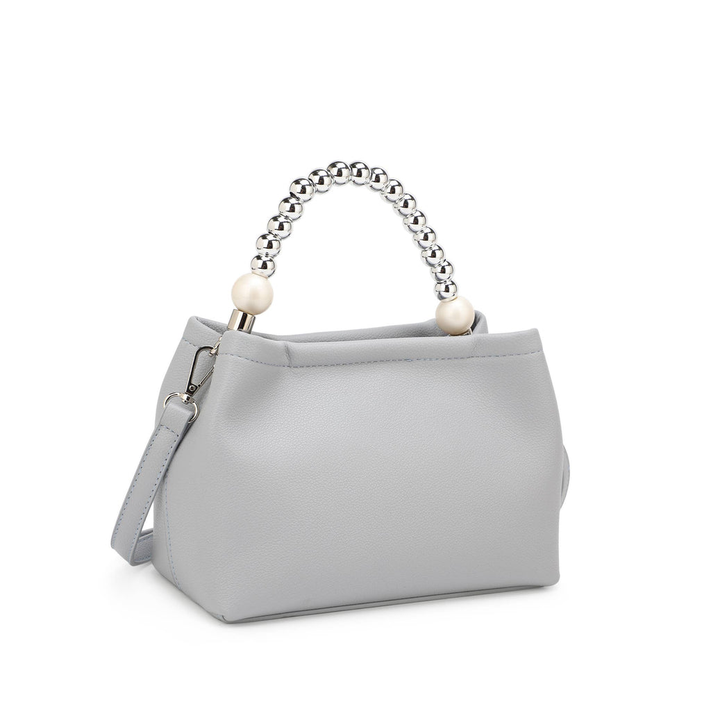 Bolso Negro Premium con Asa de Perlas - Material cuero vegano alta calidad ...