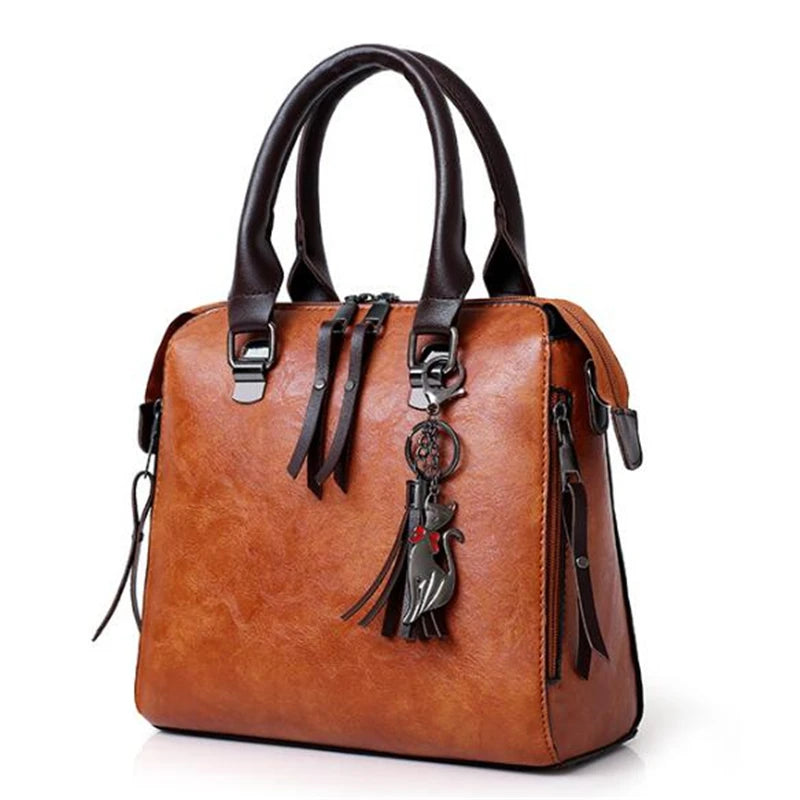 Bolso de borla compuesto para mujer Bolso de cuero de lujo Bolsos de mano de marcas famosas Diseñador Top-Handle Bolso de hombro femenino 4pcs/set.