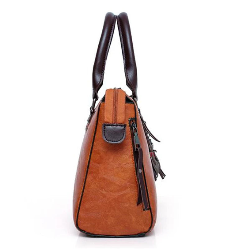 Bolso de borla compuesto para mujer Bolso de cuero de lujo Bolsos de mano de marcas famosas Diseñador Top-Handle Bolso de hombro femenino 4pcs/set.