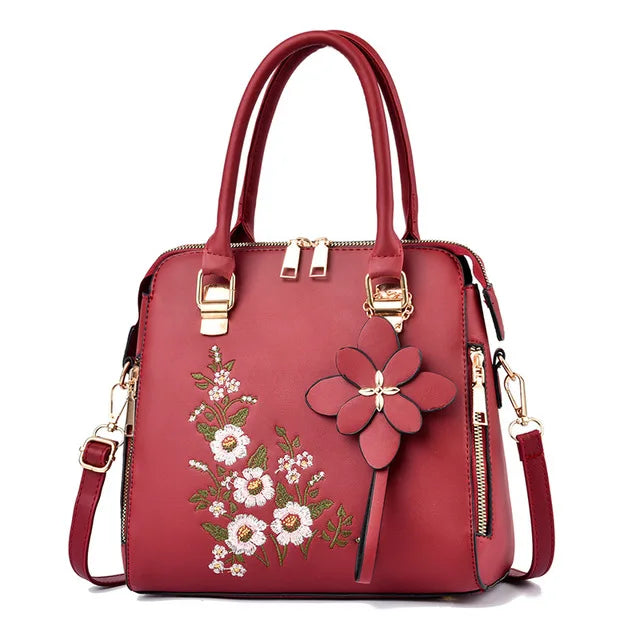 Bolso Crossbody con Bordado y Borlas - Cuero PU Elegante
