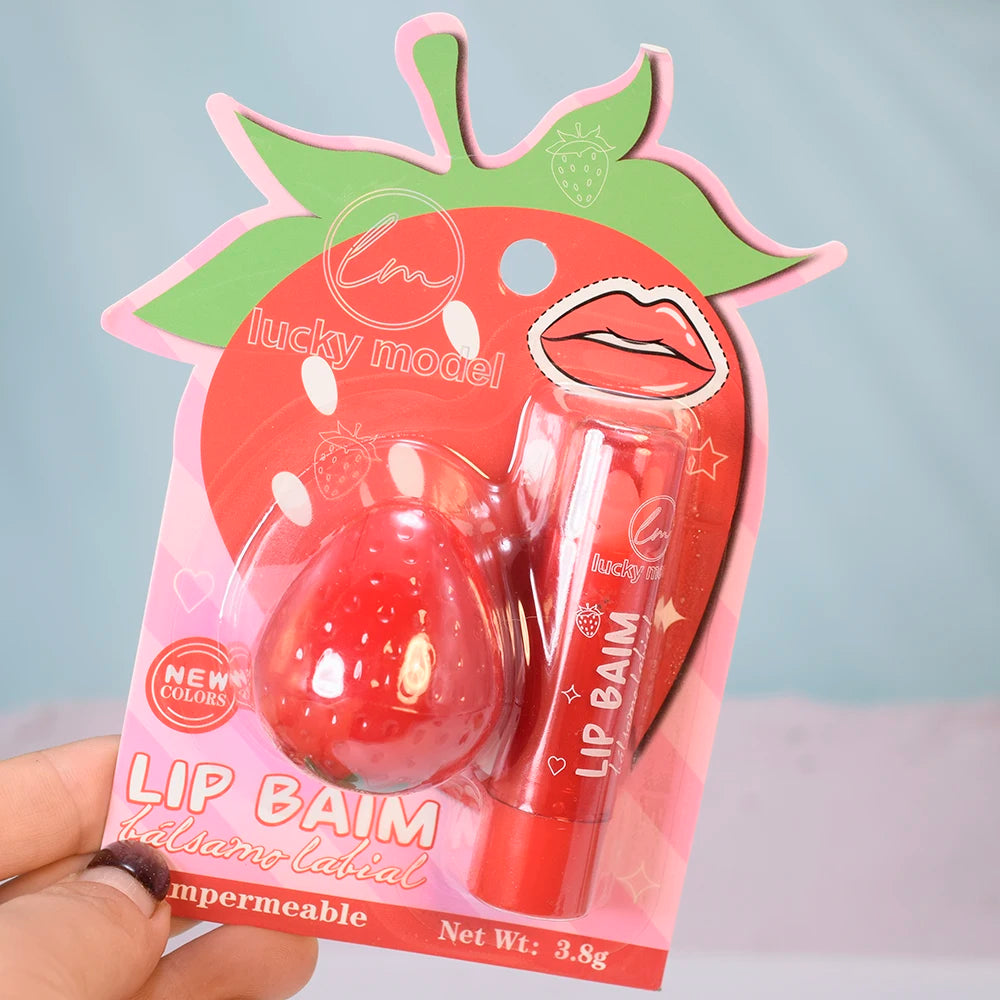 Set de Bálsamo Labial de Fresa - Hidratante Reparador con Cambio de Color