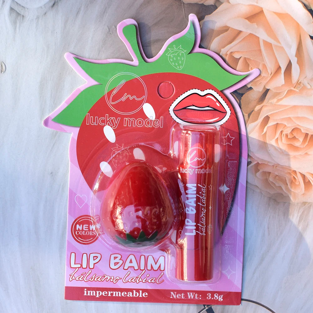 Set de Bálsamo Labial de Fresa - Hidratante Reparador con Cambio de Color
