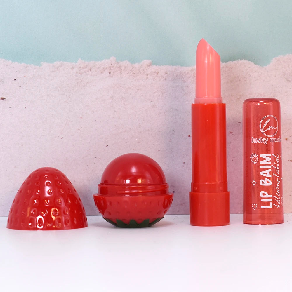 Set de Bálsamo Labial de Fresa - Hidratante Reparador con Cambio de Color