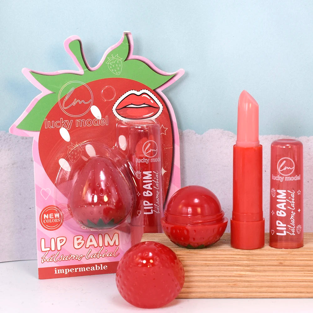 Set de Bálsamo Labial de Fresa - Hidratante Reparador con Cambio de Color
