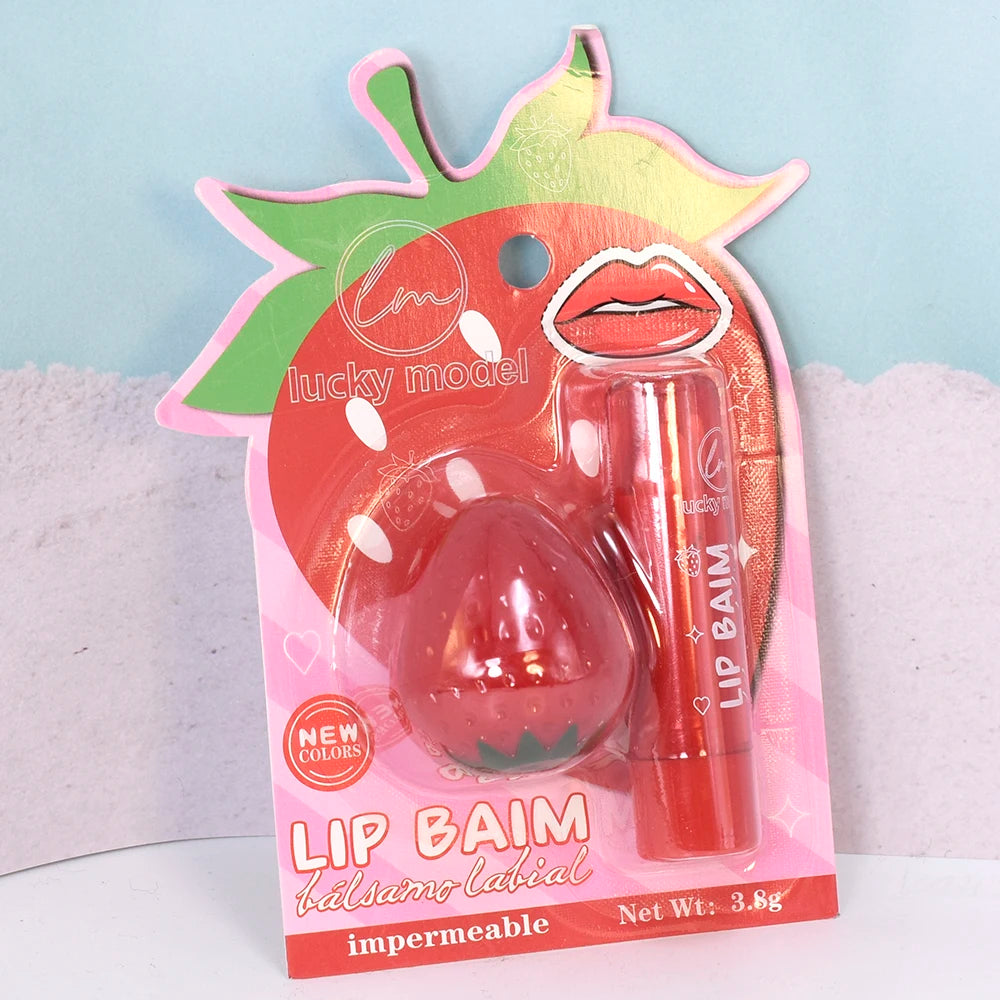 Set de Bálsamo Labial de Fresa - Hidratante Reparador con Cambio de Color