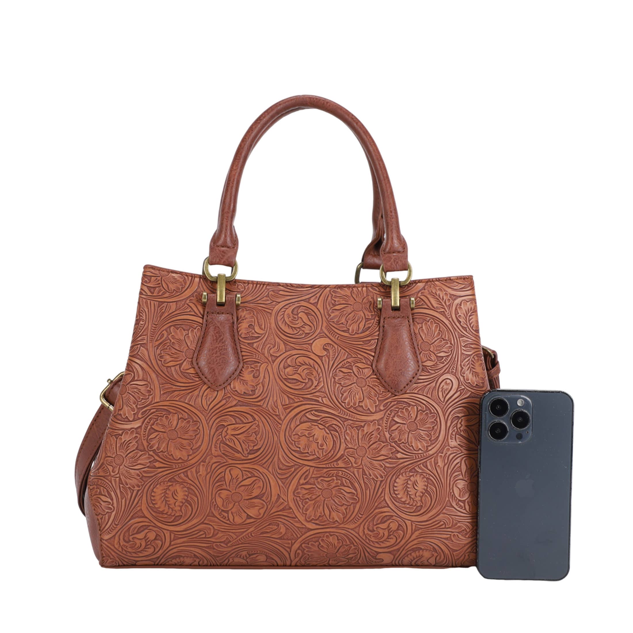 Bolsa con Grabado Floral - Beige