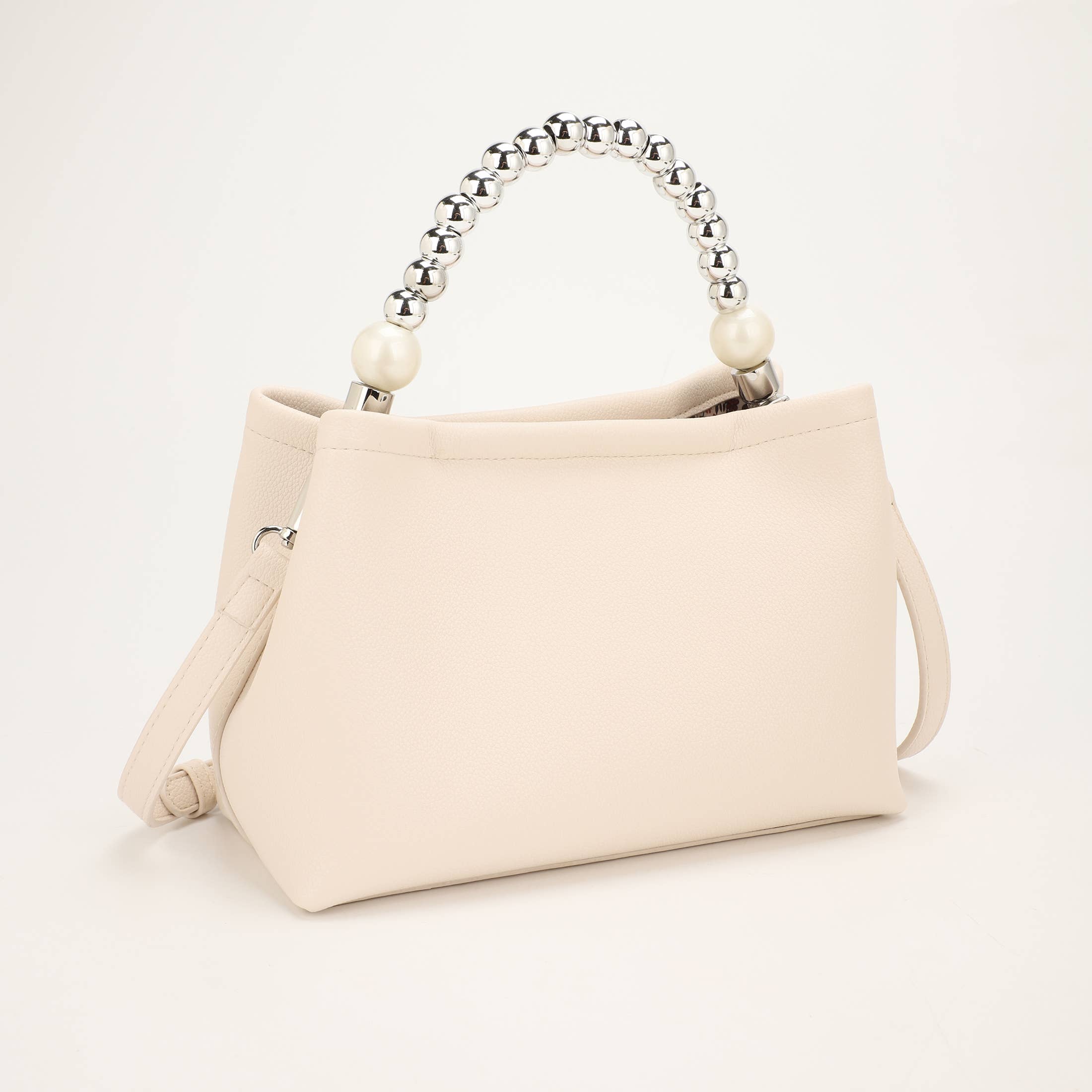 Bolso Negro Premium con Asa de Perlas - Material cuero vegano alta calidad ...