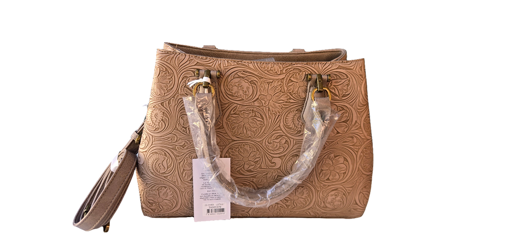 Bolsa con Grabado Floral - Beige