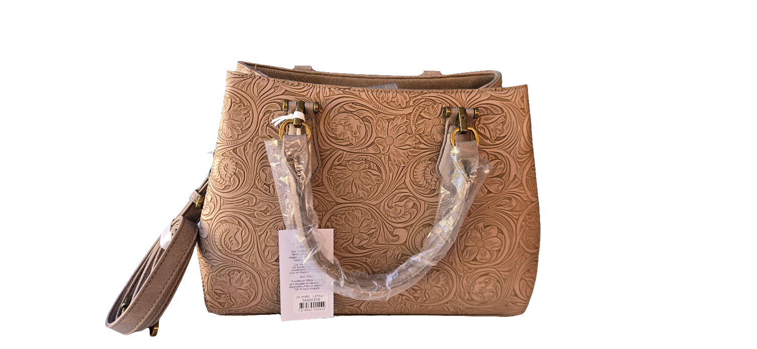 Bolsa con Grabado Floral - Beige