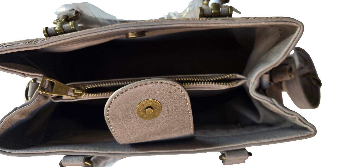 Bolsa con Grabado Floral - Beige