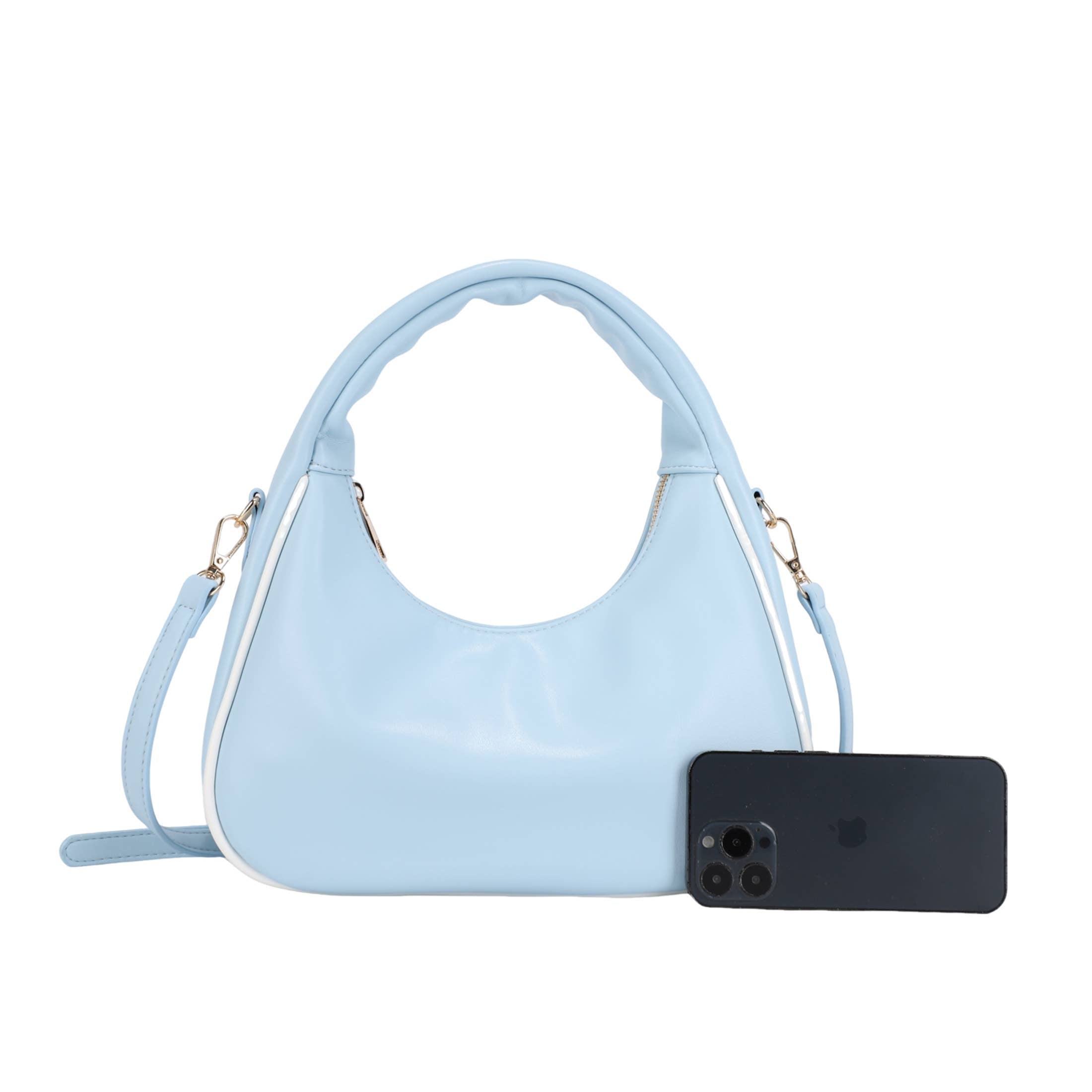 Bolso Hobo Celeste con Asa Acolchada - Materiales de Alta Calidad
