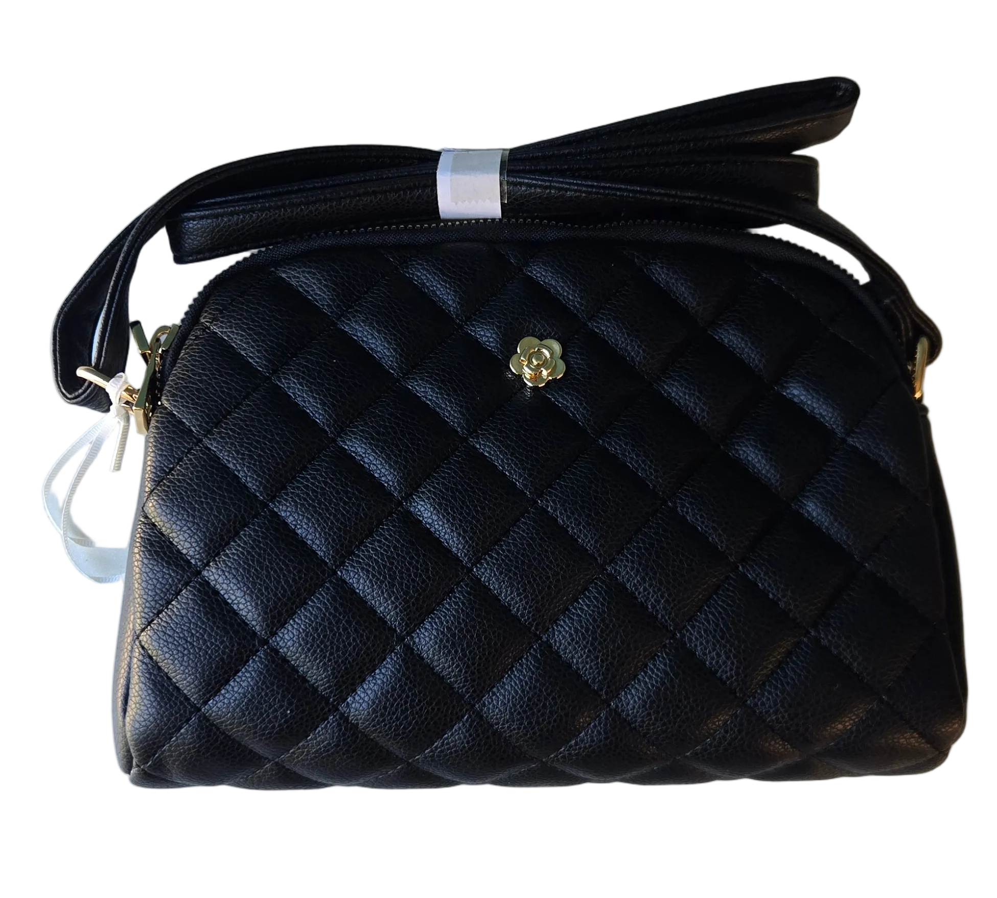 Bolso Crossbody Negro Acolchado con Moño - Material  Premium exelente calidad super recistente