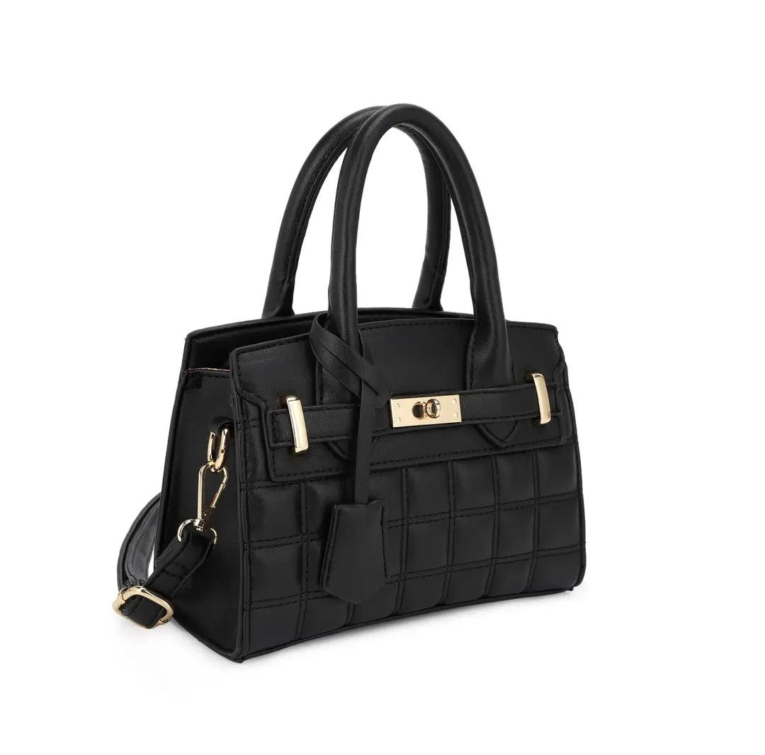 Bolso Negro Acolchado Premium con Detalles Dorados - Material exelente calidad premium