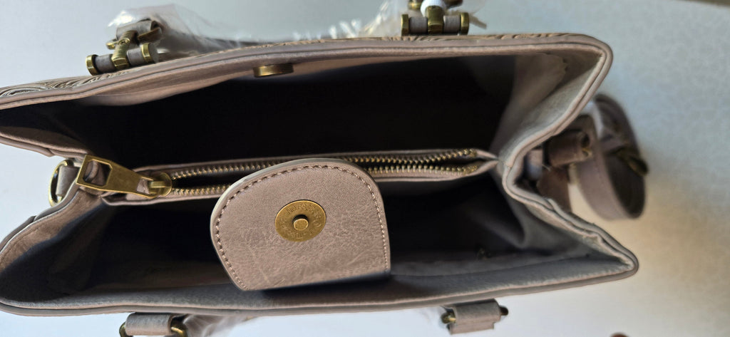 Bolsa con Grabado Floral - Beige