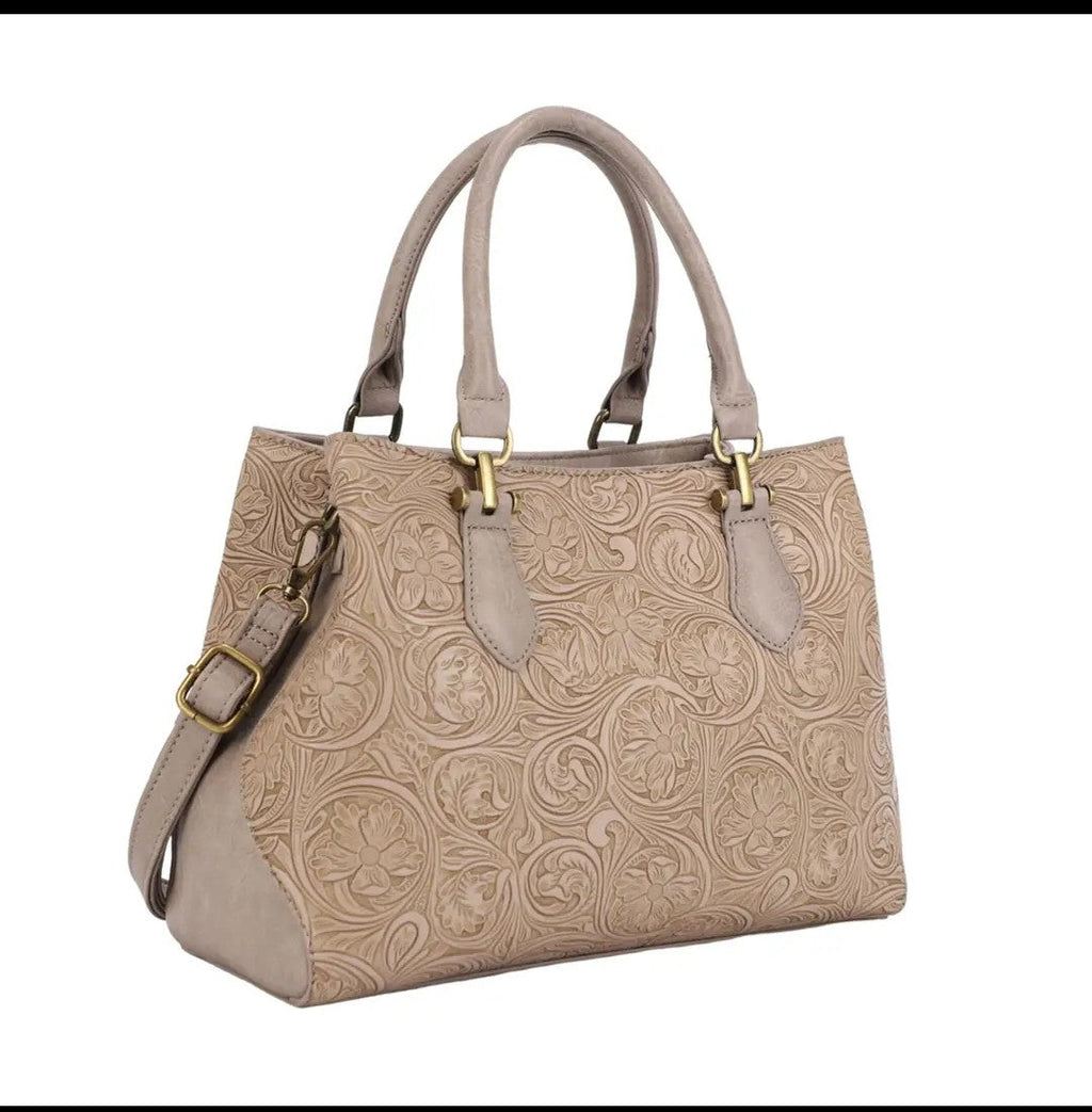 Bolsa con Grabado Floral - Beige